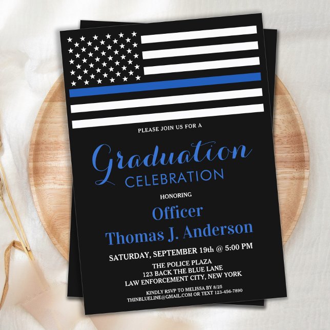  Thin Blue Line Graduation Academy Police Officer Invitation (Creator Uploaded)