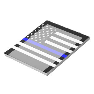 Thin Blue Line Graphic on a US American Flag Notepad