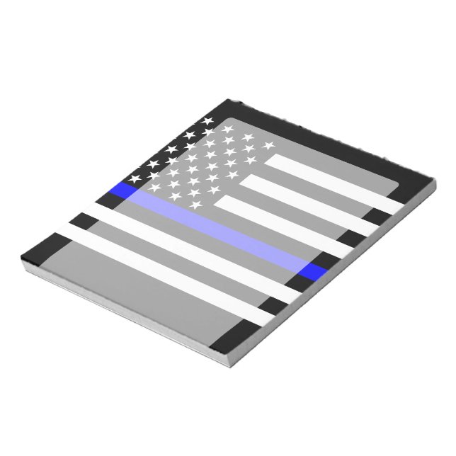 Thin Blue Line Graphic on a US American Flag Notepad (Rotated)