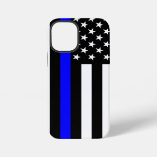 Thin Blue Line Graphic on a US Flag iPhone 12 Mini Case