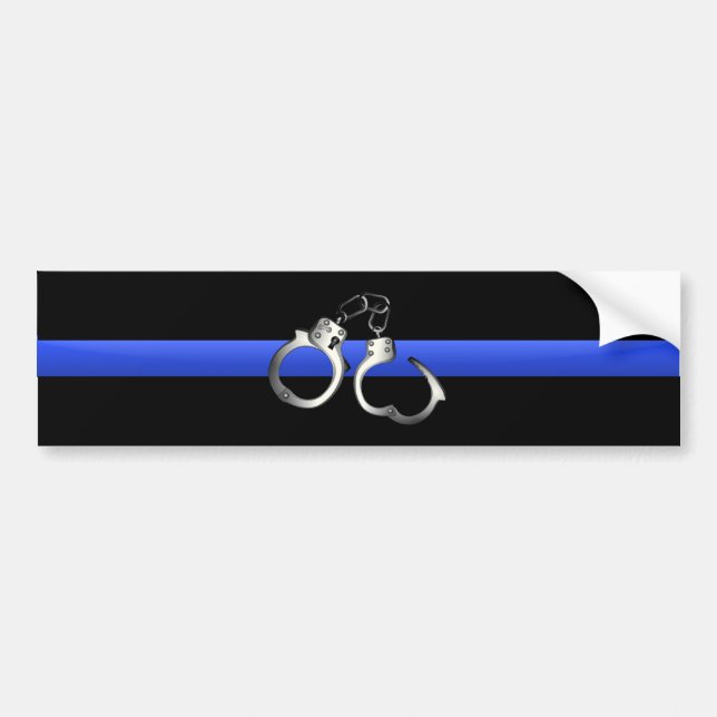 Thin Blue Line & Handcuffs Bumper Sticker (Front)