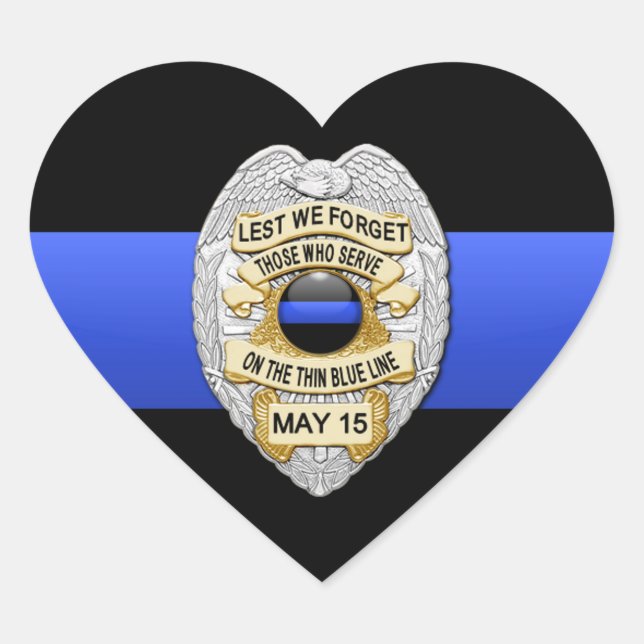 Thin Blue Line Heart Sticker (Front)
