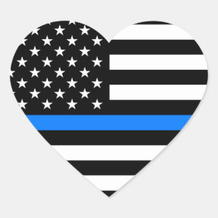 "THIN BLUE LINE" HEART STICKER