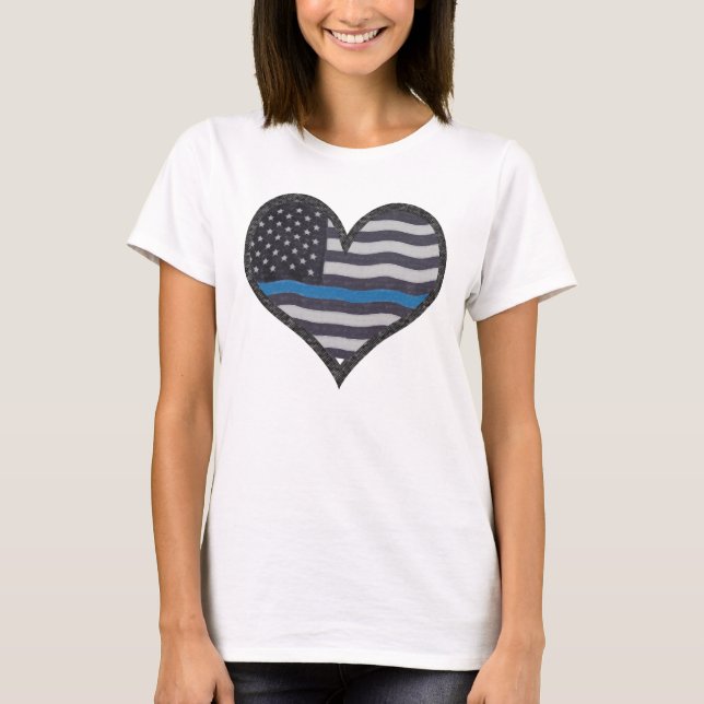 Thin Blue Line Heart T-Shirt (Front)