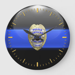 Thin Blue Line - High Resolution Police Badge Larg Large Clock
