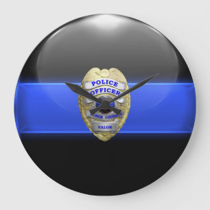 Thin Blue Line - High Resolution Police Badge Large Clock