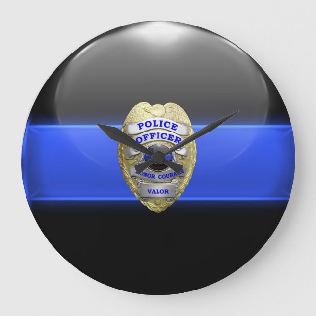 Thin Blue Line - High Resolution Police Badge Large Clock (Front)