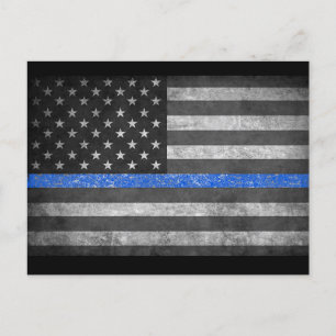 Thin Blue Line  Holiday Postcard