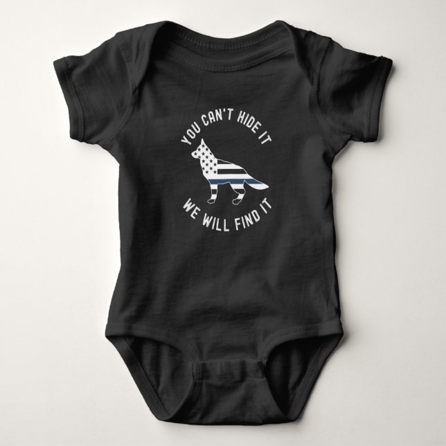 Thin Blue Line K9 German Shepherd Police K9 Unit Baby Bodysuit (Front)