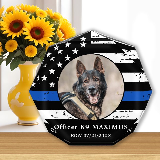 Thin Blue Line K9 Officer Police Dog Memorial Photo Block (Creator Uploaded)