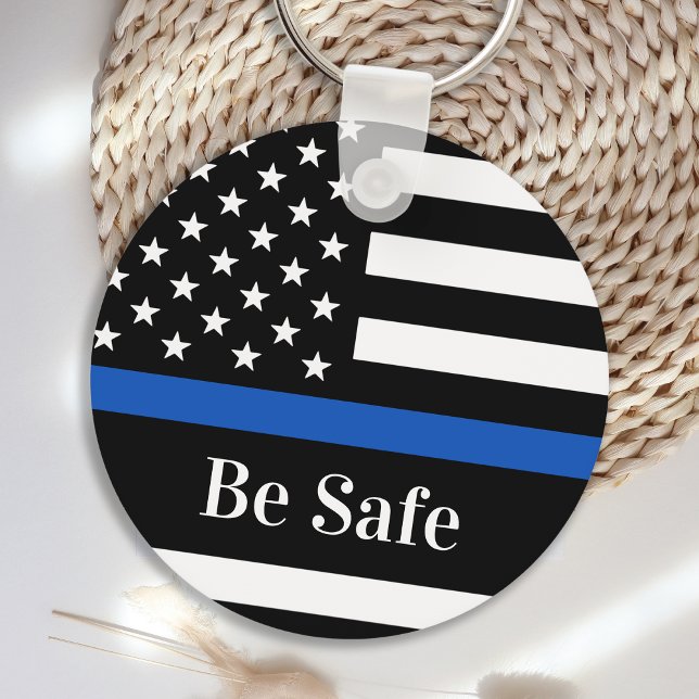Thin Blue Line Law Enforcement Be Safe Police Key Ring (Creator Uploaded)