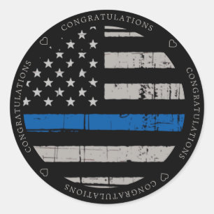 Thin Blue Line Law Enforcement Congratulations Classic Round Sticker