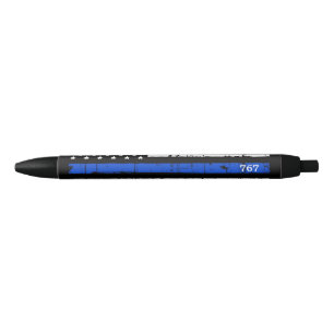 Thin Blue Line Law Enforcement Police     Black Ink Pen