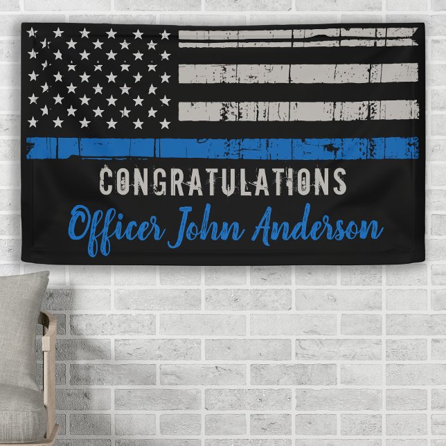 Thin Blue Line Law Enforcement Police Graduation Banner (Creator Uploaded)