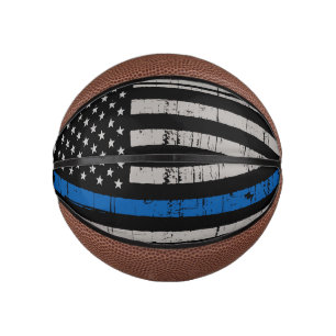 Thin Blue Line Law Enforcement Police Mini Basketball