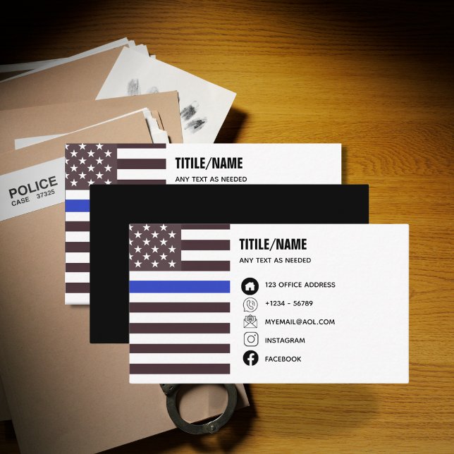 Thin Blue Line Law Enforcement Police Officer Flag Magnetic Business Card (Creator Uploaded)