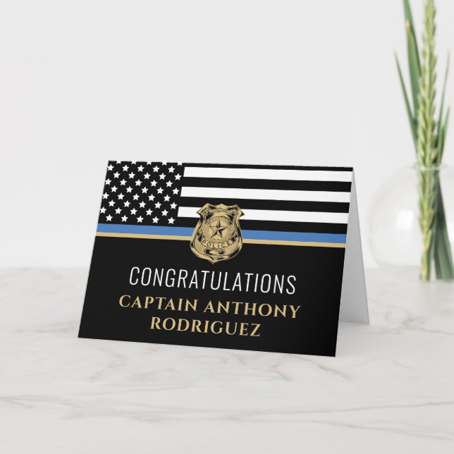 Thin Blue Line Law Enforcement Police Retirement Card (Front)