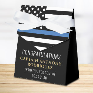 Thin Blue Line Law Enforcement Police Retirement Favour Box
