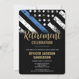 Thin Blue Line Law Enforcement Police Retirement Invitation