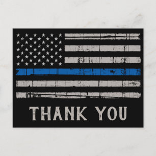 Thin Blue Line Law Enforcement Police Thank You Postcard