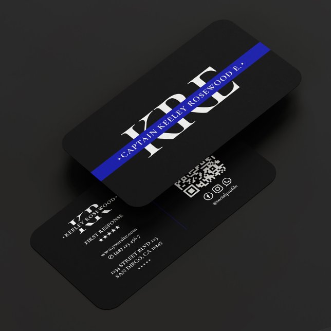 Thin Blue Line Law Police Officer Modern  Business Card (Thin Blue Line Law Police Officer Modern Business Card
)