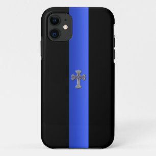 Thin Blue Line LE Prayer For Safety Ornate Cross iPhone 11 Case