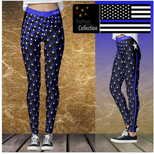Thin Blue Line leggings, flag fashion, America Leggings