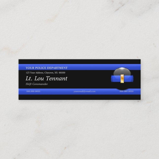 Thin Blue Line Lieutenant Custom Business Card (Front)