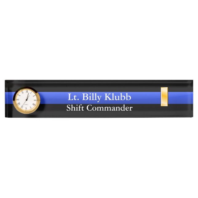 Thin Blue Line - Lieutenant Rank Desk Name Plate (Front)