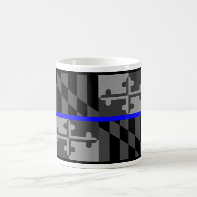 THIN BLUE LINE MARYLAND STATE FLAG COFFEE MUG (Center)