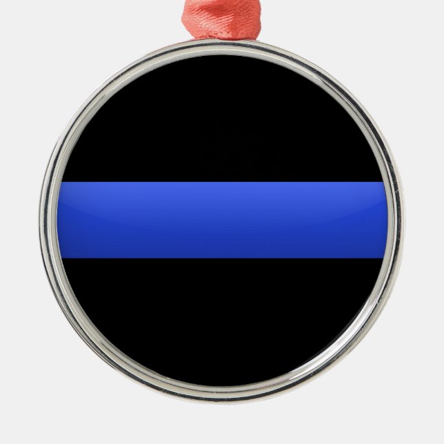 Thin Blue Line Metal Ornament (Front)