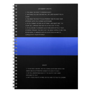 Thin Blue Line & Miranda Rights Warning and Waiver Notebook