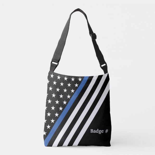 Thin Blue Line Monogram Flag Crossbody Bag (Front)