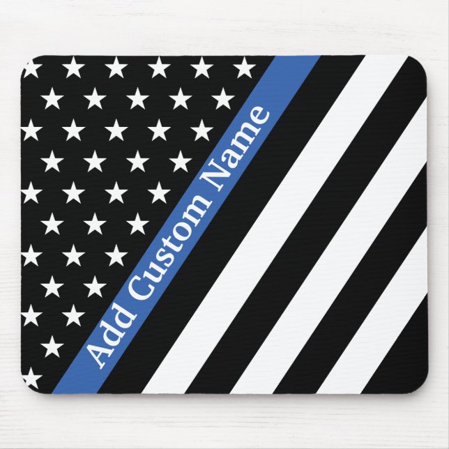 Thin Blue Line Monogram Flag Mouse Pad (Front)