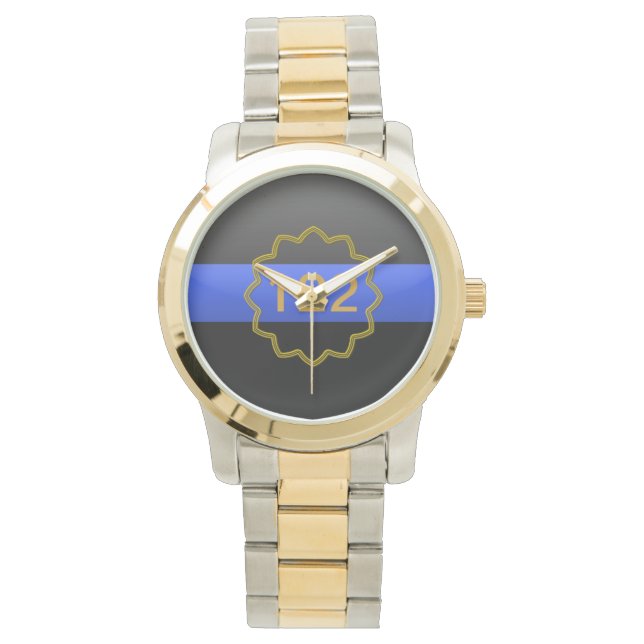 Thin Blue Line - Monogram or Badge Number Watch (Front)