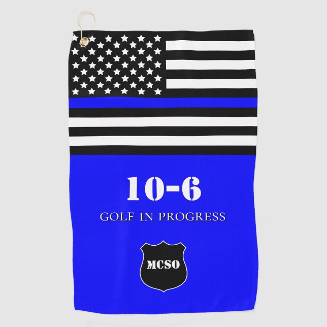 [Thin Blue Line} Monogram Police Officer 10-6 Golf Towel (Front)