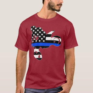 Thin blue line  motocross dirt bike racing cop T-Shirt