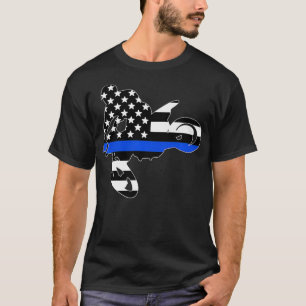 Thin blue line  motocross dirt bike racing cop T-Shirt
