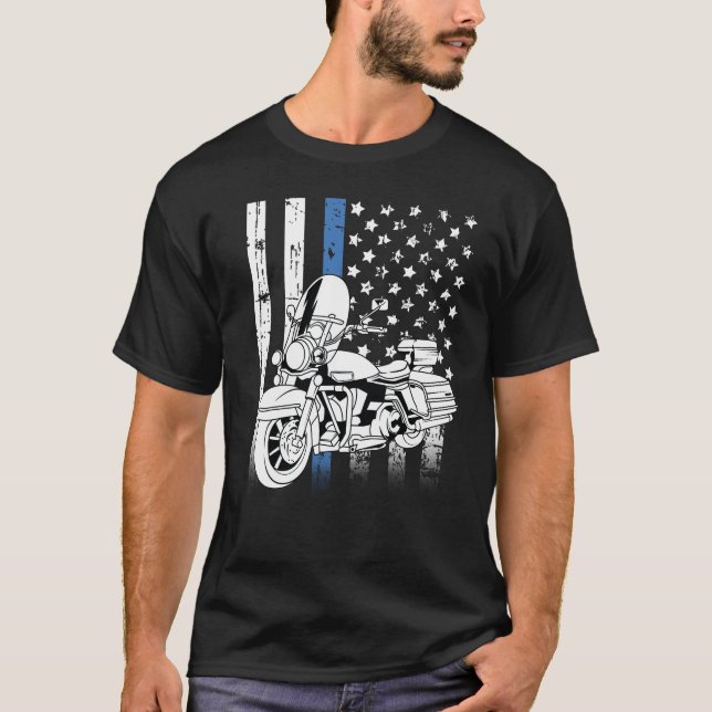 Thin Blue Line Motorcycle T-Shirt (Front)