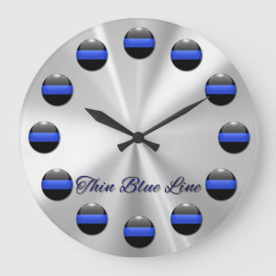 Thin Blue Line Numerals Large Clock