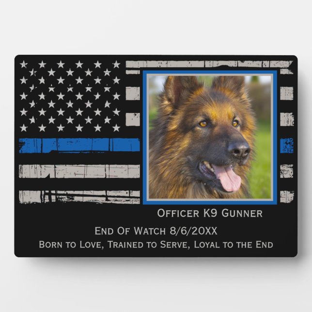 Thin Blue Line Officer K9 Police Dog Plaque (Front)