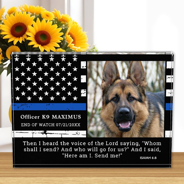 Thin Blue Line Officer Police Dog K9 Memorial  Photo Block (Creator Uploaded)