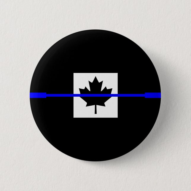 Thin Blue Line on Canadian Flag Decor 6 Cm Round Badge (Front)