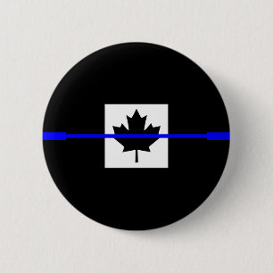 Thin Blue Line on Canadian Flag Decor 6 Cm Round Badge