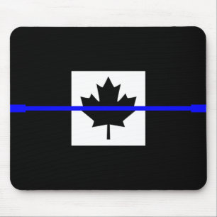Thin Blue Line on Canadian Flag Design Mouse Pad