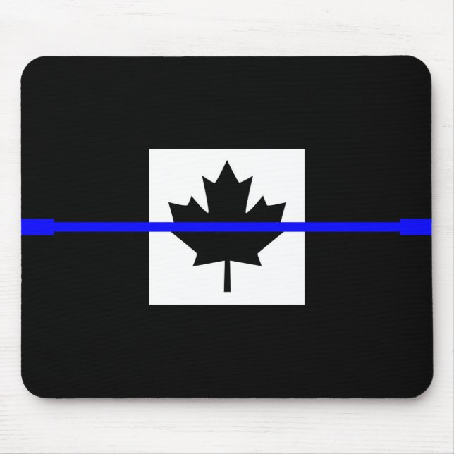 Thin Blue Line on Canadian Flag Design Mouse Pad (Front)