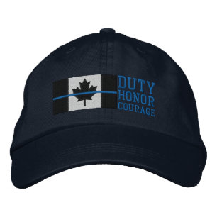 Thin Blue Line on Canadian Flag Duty Honour Courag Embroidered Hat