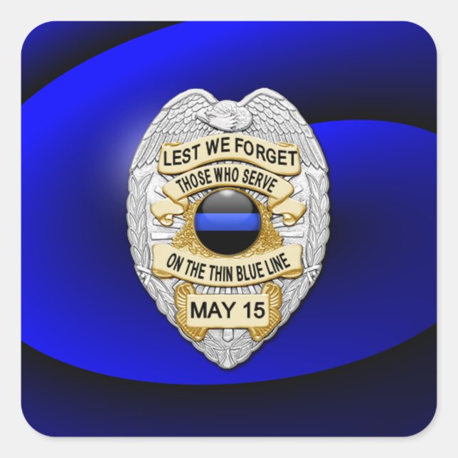 Thin Blue Line One-of-a-Kind Square Sticker (Front)