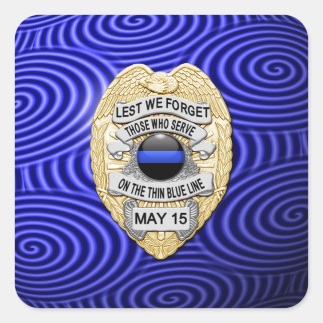 Thin Blue Line One-of-a-Kind Square Sticker (Front)