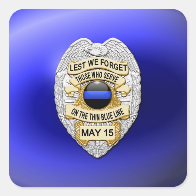 Thin Blue Line One-of-a-Kind Square Sticker (Front)